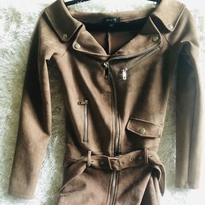 Suede Bodycon Zippered Dress